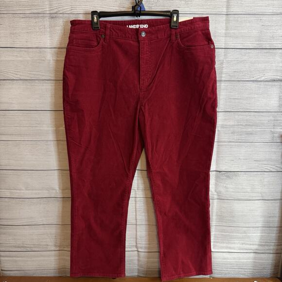 Lands End Women Size 18P Pants Red‎ Corduroy Bootcut Mid Rise Cotton Stretch - Picture 1 of 5